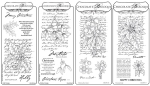 Holly,Mistletoe,Christmas Rose,Poinsettia Scripts Rubber stamps Multi-buy - DL